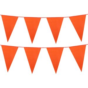 Oranje vlaggenlijn - 2x - 25 meter - 40 vlaggen - kunststof - Vlaggenlijnen