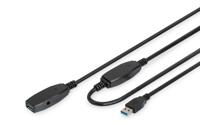 Digitus USB-kabel USB 3.2 Gen1 (USB 3.0 / USB 3.1 Gen1) USB-A stekker, USB-A bus 15.00 m Zwart Afgeschermd, Afgeschermd (dubbel) DA-73106