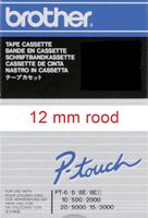 Labeltape Brother P-touch TC-202 12mm rood op wit - thumbnail