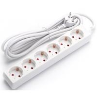 Verlengsnoer Stekkerdoos 3680W met 6 Stopcontacten en 1.5m Kabel - Wit