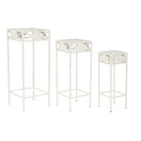 Set van 3 tafels Home ESPRIT Wit 30 x 30 x 70 cm (3 Onderdelen)