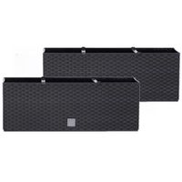 Set van 4x stuks kunststof Rato bloembak/plantenbak met irrigatiesysteem antraciet 51 x 19 x 18 cm