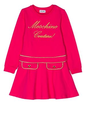 Moschino Kids robe-pull à logo brodé - Rose