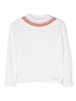 PUCCI Junior pull en maille torsadée à logo brodé - Blanc