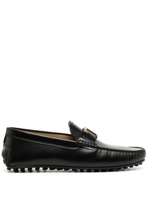 Tod's mocassins en cuir à plaque logo - Noir