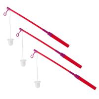 Lampionstokje - 3x - met LED lichtje - incl. batterijen - 40 cm - rood