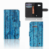 Microsoft Lumia 550 Book Style Case Wood Blue - thumbnail
