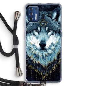Darkness Wolf: Motorola Moto G9 Plus Transparant Hoesje met koord