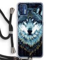 Darkness Wolf: Motorola Moto G9 Plus Transparant Hoesje met koord