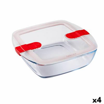 Hermetische Lunchtrommel Pyrex Cook & Heat 25 x 22 x 7 cm 2,2 L Transparant Glas (4 Stuks)