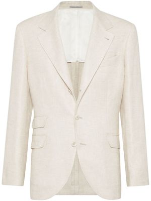 Brunello Cucinelli blazer en serge à simple boutonnage - Tons neutres