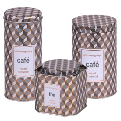 Bewaarblik - retro print - metaal - 3 maten - thee/koffie
