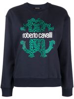 Roberto Cavalli sweat à logo imprimé - Bleu