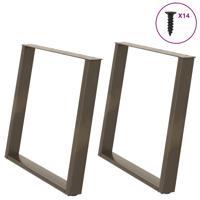 Eettafelpoten 2 st U-vormig 100x(72-73) cm staal naturel