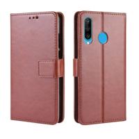 Retro gekke paard textuur horizontale flip lederen geval voor Galaxy M30 met houder & kaart slots & foto frame (bruin)
