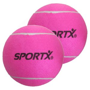 2x stuks grote roze tennisballen Sportx 22 cm - Tennisballen