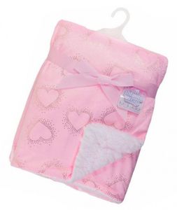 Soft Touch dekentje hartjes 75 x 100 cm polyester/ sherpa roze