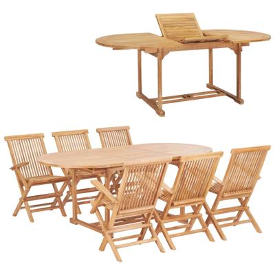 7-delige Tuinset 150-200x100x75 cm massief teakhout