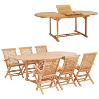 7-delige Tuinset 150-200x100x75 cm massief teakhout