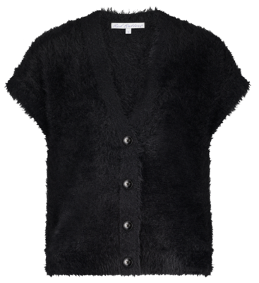 Red Button Sleeveless Fuzzy zwart