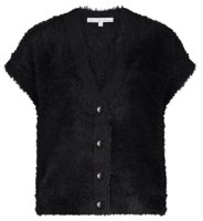 Red Button Sleeveless Fuzzy zwart