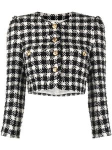 Alessandra Rich veste Vichy crop en tweed - Noir