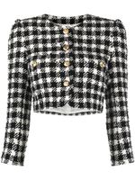 Alessandra Rich veste Vichy crop en tweed - Noir - thumbnail