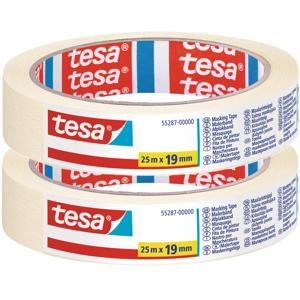 Tesa afplaktape - 2x - rol - wit - 19 mm x 25 m - schilderstape - afplakken