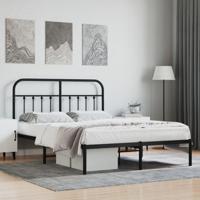 Bedframe met hoofdbord metaal zwart 140x190 cm
