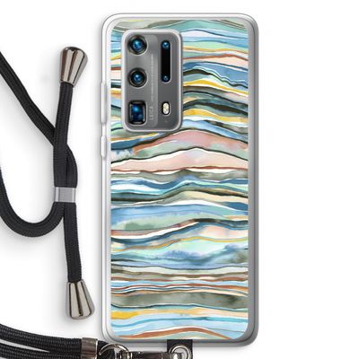 Watercolor Agate: Huawei P40 Pro Plus Transparant Hoesje met koord