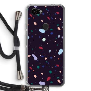 Dark Rounded Terrazzo: Pixel 3a Transparant Hoesje met koord