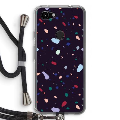 Dark Rounded Terrazzo: Pixel 3a Transparant Hoesje met koord