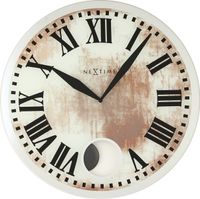 NeXtime NE-8162 Wandklok Dia. 43 X 4.2 Cm, Glas, Wit, 'Romana' NeXtime NE-8162 Wandklok Dia. 43 X 4.2 Cm, Glas, Wit, 'Romana'