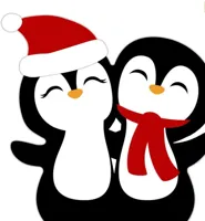 Duni dunisoft servet silhouette penguin santa 33x33cm wit, zwart 12 stuks