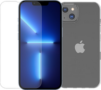BlueBuilt Apple iPhone 14 Screenprotector Glas + BlueBuilt Soft Case Back Cover