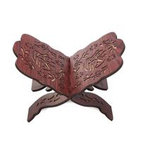 Quran houten boek stand houder boekensteunen cadeau verwisselbare handgemaakte houten boek decoratie (wijn rood)