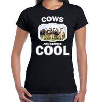 T-shirt cows are serious cool zwart dames - Nederlandse koeien kudde / koe shirt 2XL  - - thumbnail