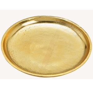 Rond kaarsenbord/kaarsenplateau goud van metaal 20 x 2 cm