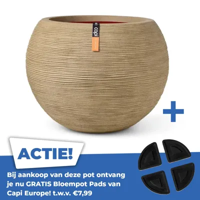 Vaas bol rib nl d40h32cm beige Vaas bol rib nl d40h32cm beige