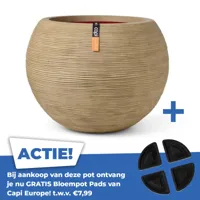 Vaas bol rib nl d40h32cm beige