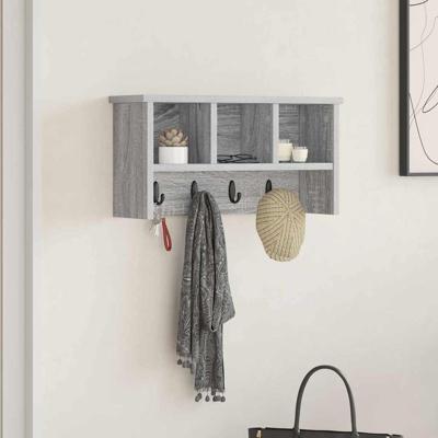 Wandgemonteerde kapstok met plank Grijs sonoma 50 x 16 x 26 cm
