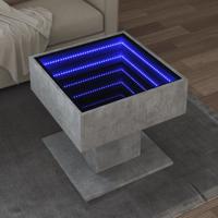 Salontafel met LED 50x50x45 cm bewerkt hout betongrijs