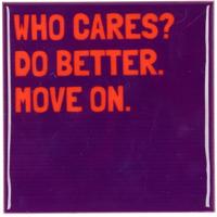 Tegeltje who cares? purple 10x10x1 cm - Daan kromhout design