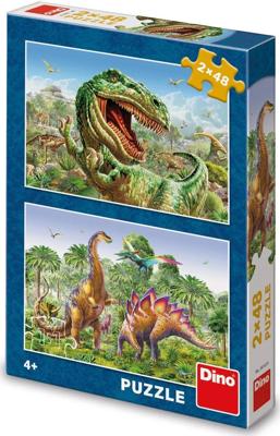 DinoToys Dino puzzel - battle of the dinos - 2 x 48 stukjes