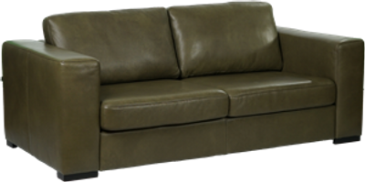 Olijfgroene leren moderne 2.5-zitsbank Flow - poot hout zwart - Granada leer Moss (olijfgroen leer)
