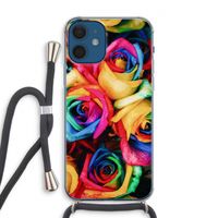 Neon bloemen: iPhone 12 Transparant Hoesje met koord