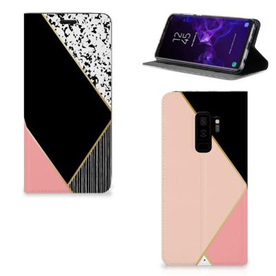Samsung Galaxy S9 Plus Stand Case Zwart Roze Vormen