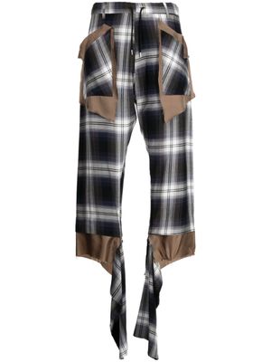 sulvam pantalon asymétrique à carreaux - Bleu