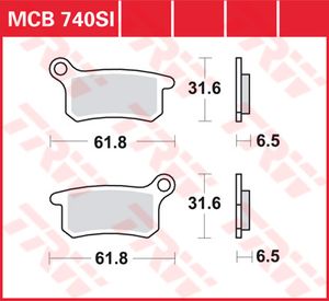 TRW Remblokken, en remschoenen voor de moto, MCB740SI Sinter offroad