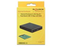 DeLOCK 2x M.2 Key B SATA > SuperSpeed USB 10 Gbps (USB 3.1 Gen 2) met RAID externe behuizing Micro-USB-B 3.1 - thumbnail